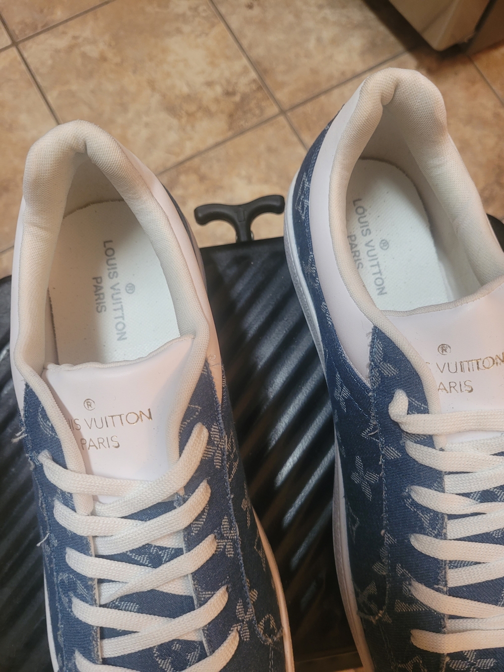 Men's Blue Monogram Denim Sneakers - Luxury Designer Style - Picture 6 of 7